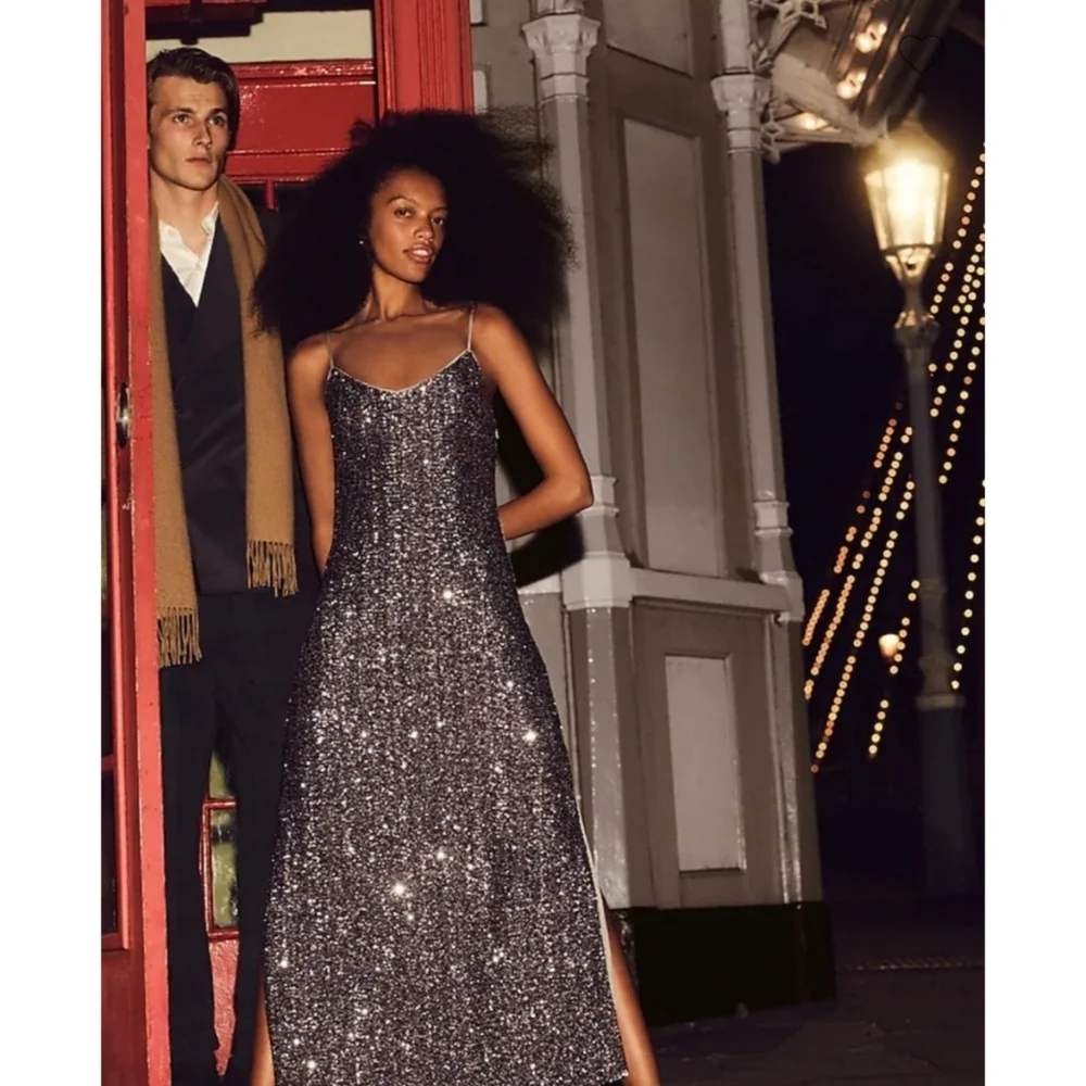 J.Crew Sequin Floor-Length Slip Dress